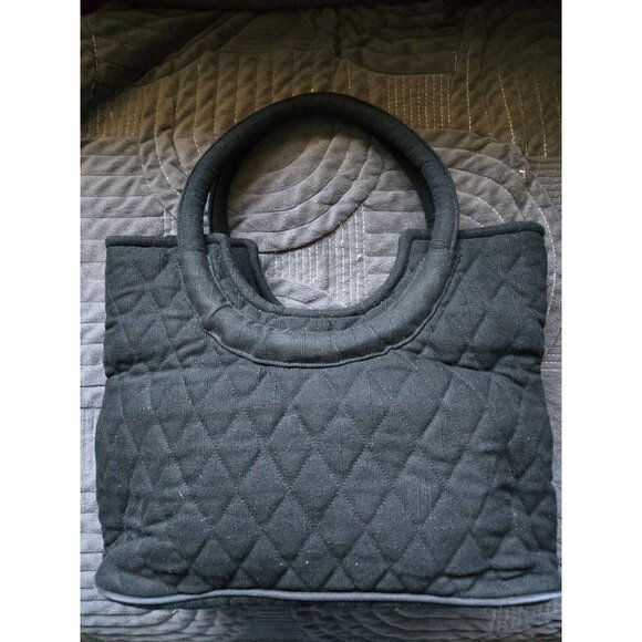 Victorian Heart Black Quilted Top Handle Handbag - Picture 2 of 5